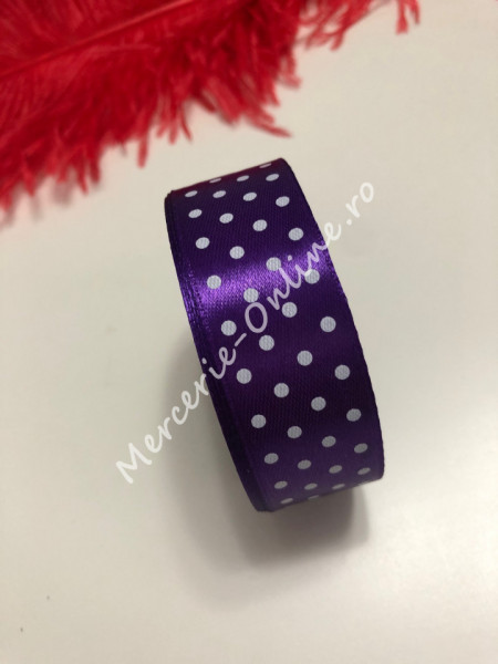 Panglica satin cu buline, latime 2.5cm, (23metri/rola) Cod:1246 - Img 7