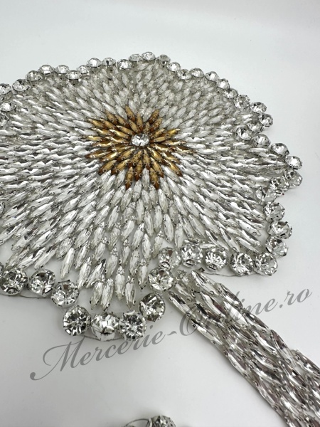 Aplicatie Termoadeziva Floare Strasuri, 22x61cm (la bucata) Cod:3540 - Img 2