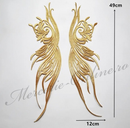 Aplicatie termoadeziva lurex, cca 12x49cm, (la pereche) Cod:3217 - Img 2
