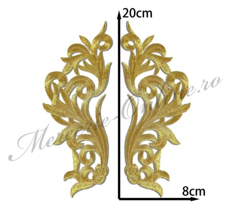 Aplicatie termoadeziva lurex, cca 20x8cm, (la pereche) Cod:3634