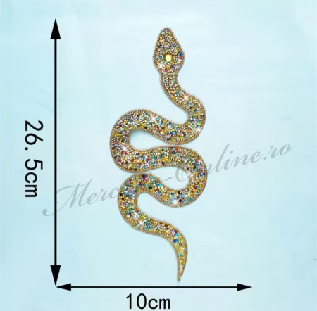 Aplicatie Termoadeziva Sarpe Strasuri, 26.5x10cm (la bucata) Cod:3424 - Img 3
