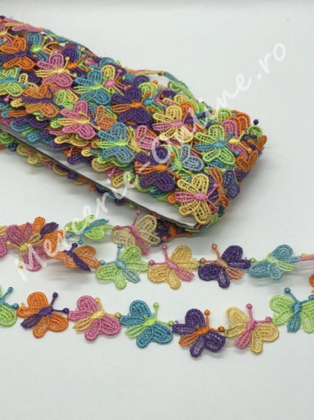Banda pasmanterie fluturi, cca 2cm (la metru) Cod:0537