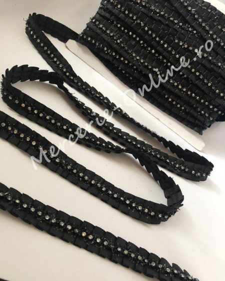 Banda pasmanterie ripsata cu stras, cca 2cm (la metru) Cod:0540