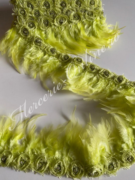 Banda pene cocos cu aplicatie strasuri, Verde Lime (la metru) Cod:2120