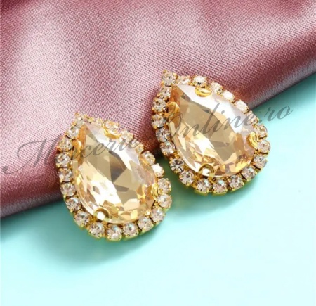 Cristale de cusut sticla, Champagne, 18x22mm (2bucati/pachet) Cod:3302