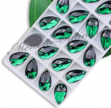 Cristale de cusut sticla, Emerald, 10x14mm (4bucati/pachet) Cod:3415