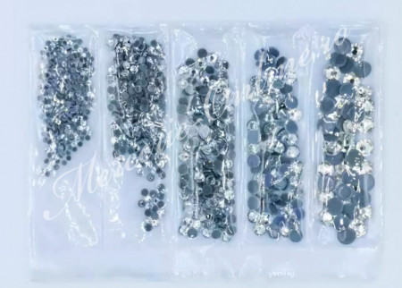 Cristale de Lipit, Mix Size, Crystal, (cca 640-800buc/pachet) Cod:2438
