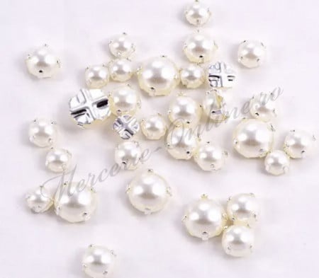 Jumatati perle de cusut, Mix Sizes, Ivoire, (100bucati/pachet) Cod:7300 - Img 2