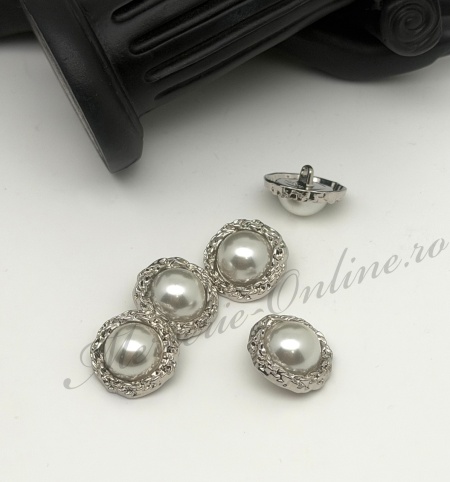 Nasturi Metalici cu Perle, 23mm (5bucati/set) Cod:3737 - Img 2