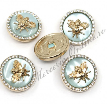 Nasturi Metalici cu Strasuri, 23mm, (5bucati/set) Cod:2656