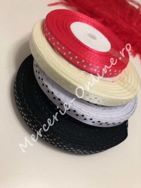 Panglica satin cu buline, latime 0.7cm, (23metri/rola) Cod:1242