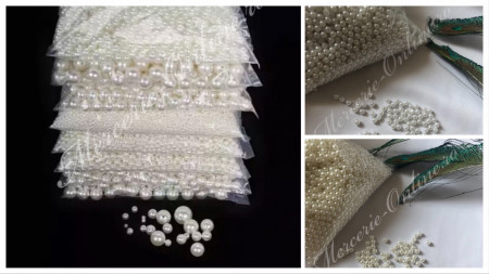 Perle plastic cu gaura, 16mm, Alb/Ivoire, (500grame/punga) Cod:1240