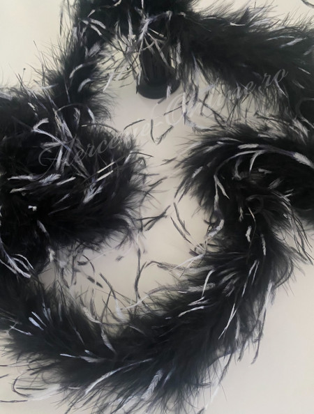 Sal din pene de strut, Negru/Alb (2yards/pachet) Cod:3034