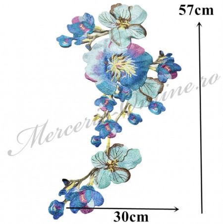 Aplicatie brodata cu flori, cca 30x57cm, (la bucata) Cod:2664 - Img 3