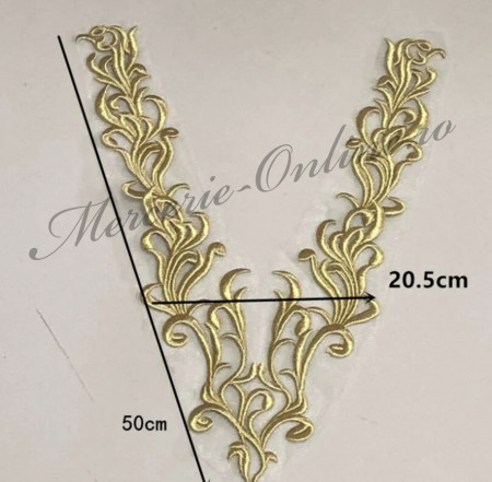 Aplicatie brodata tip guler, cca 20x50cm, (la bucata) Cod:2924 - Img 3