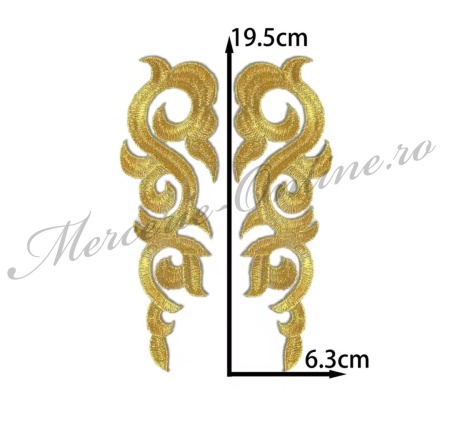 Aplicatie termoadeziva lurex, cca 19.5x6.3cm, (la pereche) Cod:3635