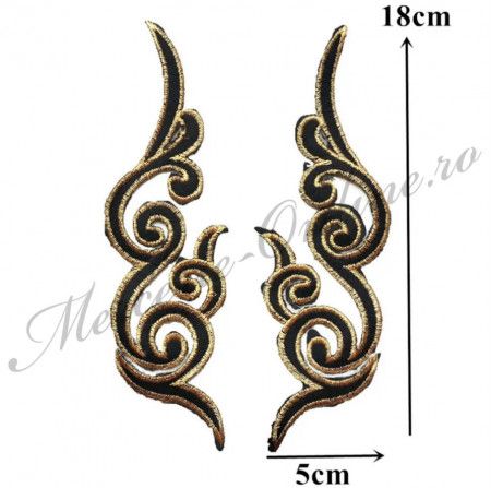 Aplicatie termoadeziva lurex, cca 5x18cm, (la pereche) Cod:2660 - Img 4