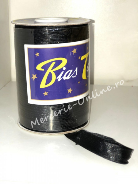 Bias Satin, 1.4cm, Negru (75metri/rola) Cod:0468