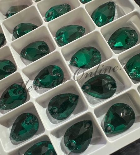 Cristale de cusut sticla, Emerald, 10x14mm (4bucati/pachet) Cod:3415 - Img 2