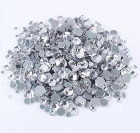 Cristale de Lipit, Mix Size, Crystal, (cca 640-800buc/pachet) Cod:2438 - Img 2