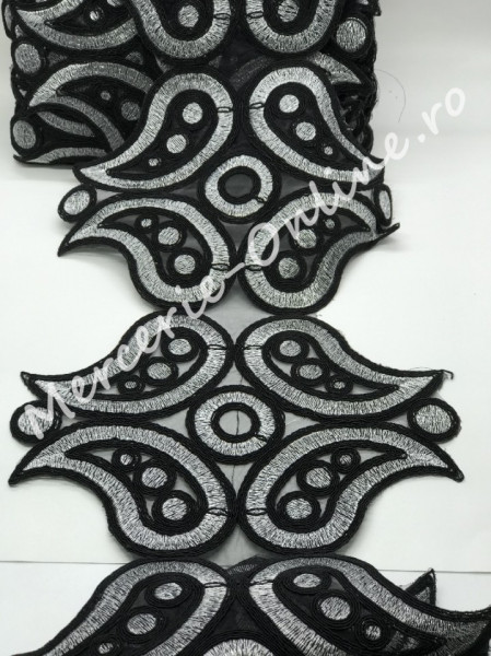 Dantela Brodata cu Lurex, cca 22cm, mai multe culori disponibile (la metru) Cod:0632