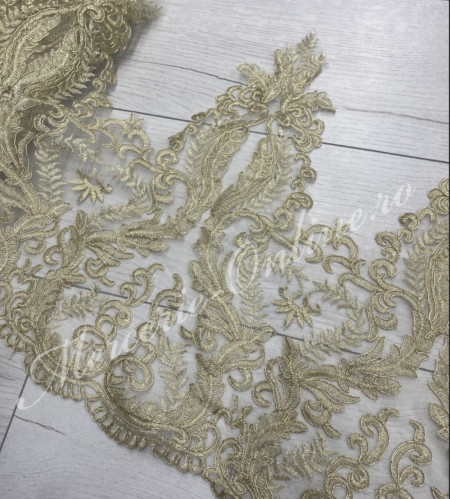 Dantela brodata lurex, cca 45cm (la metru) Cod:2729