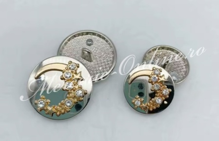 Nasturi Metalici cu Strasuri, 23mm (5bucati/set) Cod:4002 - Img 2