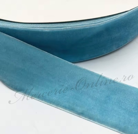 Panglica catifea, Bleu, latime 4cm (la rola) Cod:3353