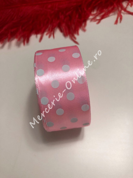Panglica satin cu buline, latime 4cm, (23metri/rola) Cod:1247 - Img 2