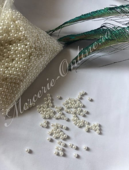 Perle plastic cu gaura, 4mm, Alb/Ivoire, (500grame/punga) Cod:3203 - Img 3