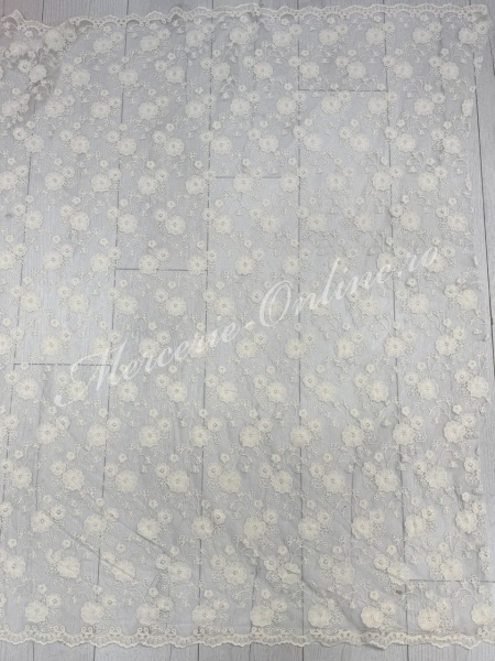 Tulle cu Broderie Bumbac, latime 140cm (la metru), Cod:3979 - Img 3