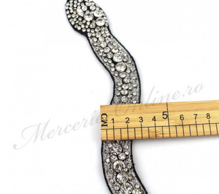 Aplicatie brodata sarpe lurex si cristale, cca 45cm, (la bucata) Cod:2669 - Img 2