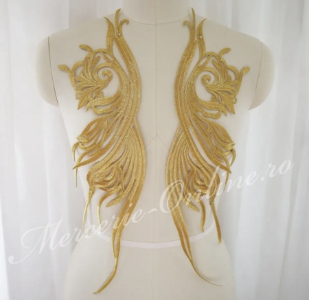 Aplicatie termoadeziva lurex, cca 12x49cm, (la pereche) Cod:3217
