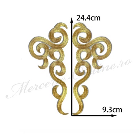 Aplicatie termoadeziva lurex, cca 24.4x9.3cm, (la pereche) Cod:3636