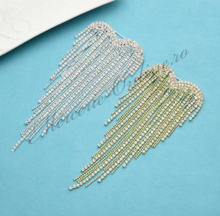 Brosa Inima cu Franjuri Strasuri, 12x5cm (la bucata) Cod:2491