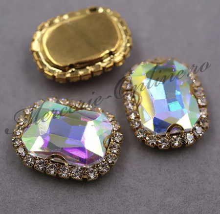 Cristale de cusut sticla, Crystal AB, 13x18mm (2bucati/pachet) Cod:2919
