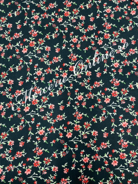 Material textil Bumbac cu Lycra Imprimat Flori, 1.60m (la metru) Cod:1541 - Img 3