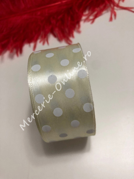 Panglica satin cu buline, latime 4cm, (23metri/rola) Cod:1247 - Img 3