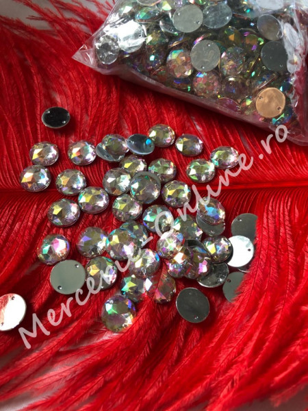 Pietre de cusut acrylic cu aspect gen Swarovski, Crystal AB, mai multe marimi disponibile (200-2000bucati/pachet) Cod:1080 - Img 3