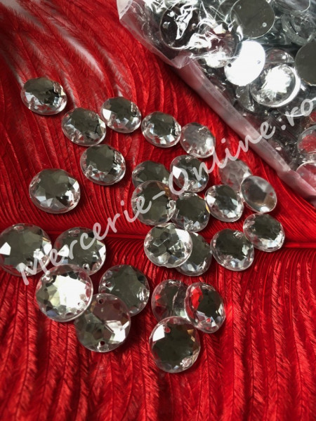 Pietre de cusut acrylic cu aspect gen Swarovski, Crystal, mai multe marimi disponibile (100-2000bucati/pachet) Cod:1081 - Img 5