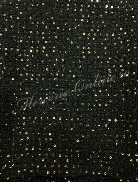 Stofa Tweed cu Paiete Fine Aurii, (la metru) Cod:3676 - Img 3