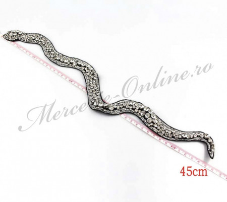 Aplicatie brodata sarpe lurex si cristale, cca 45cm, (la bucata) Cod:2669 - Img 3