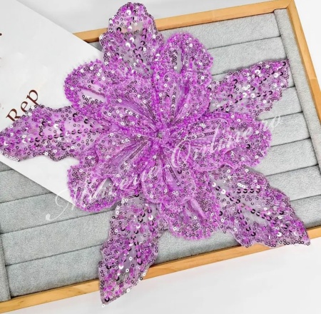 Aplicatie floare 3D cu margele si paiete, cca 30cm (la bucata) Cod:3244