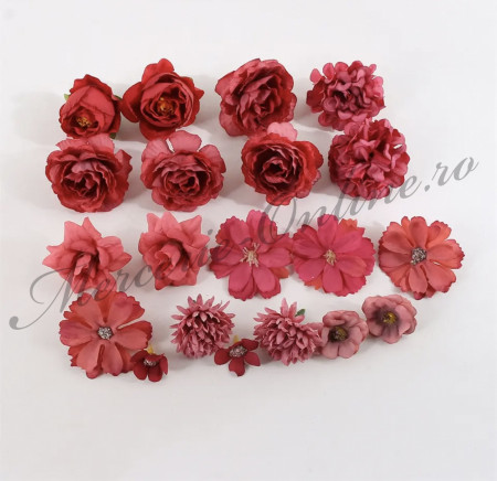 Aplicatii Flori Artificiale 3D, Rosu (20bucati/set) Cod:3003