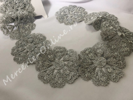 Banda pasmanterie flori lurex, cca 10cm (la metru) Cod:0702 - Img 2