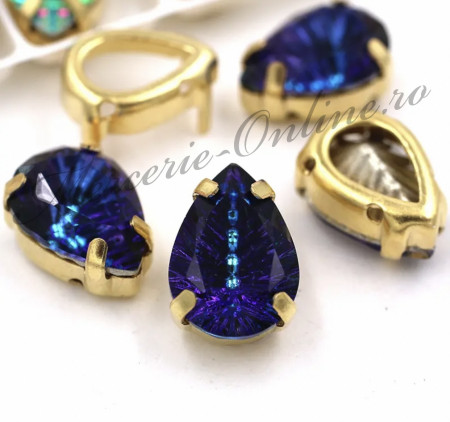 Cristale de cusut sticla, Blue Light, 10x14mm (2bucati/pachet) Cod:2907
