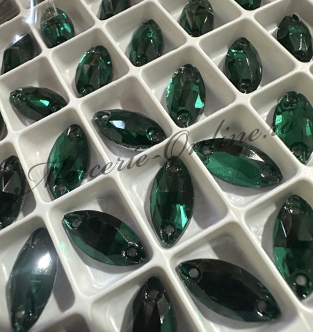 Cristale de cusut sticla, Emerald, 7x15mm (6bucati/pachet) Cod:3416 - Img 2