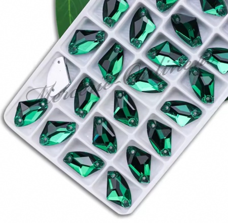 Cristale de cusut sticla, Emerald, 9x14mm (6bucati/pachet) Cod:3413