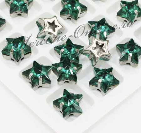 Cristale de cusut sticla forma stea, Emerald, 10mm (5bucati/pachet) Cod:3147