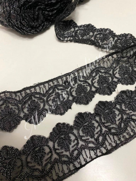 Dantela Brodata cu Lurex, cca 6cm (la metru) Cod:2368